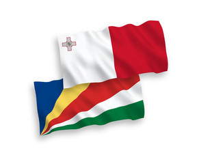 Fototapeta premium Flags of Malta and Seychelles on a white background