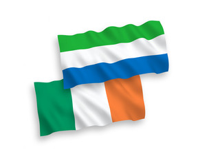 Obraz premium Flags of Ireland and Sierra Leone on a white background