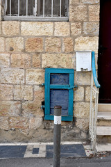 Alleys in the ancient Jewish quarter of Jerusalem, blue doors