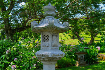 Japanese stone lantern at zen garden