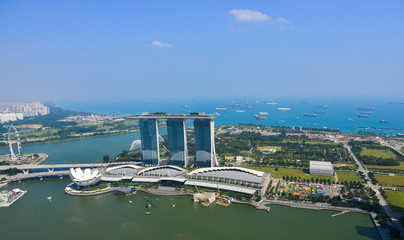 Aerial view over Singapore from Marina Bay - Powered by Adobe