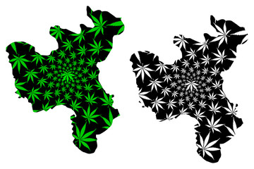 North Hwanghae Province (Democratic Peoples Republic of Korea, DPRK, DPR Korea) map is designed cannabis leaf green and black, Hwanghaebuk-to map made of marijuana (marihuana,THC) foliage....