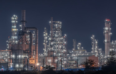 Landscape of Oil and Gas Refinery Manufacturing Plant., Petrochemical or Chemical Distillation...