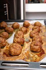 Meat balls. Delicious rustic roasted meatballs with carrot and onion