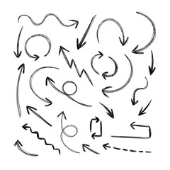 Vector Hand Drawn Arrows, Design Element Set, Black Arrows, Isolated.