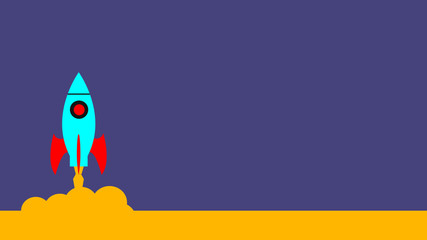 Rocket on the sky flat icon,  illustration