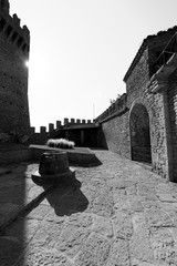 Guaita Castle in San Marino. Exterior of Rocca della Guaita castle.