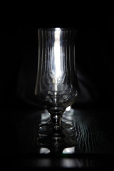 glass of water on black background