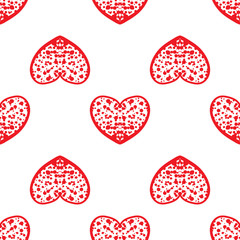 Red hearts Valentine's Day Wedding seamless pattern. Vector illustration. Endless texture.