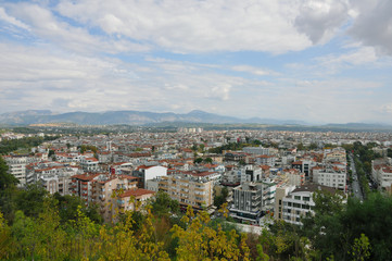 Fototapeta na wymiar View of the city from height of bird's flight