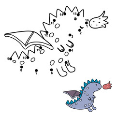 Connect the dots and draw a cute little dragon