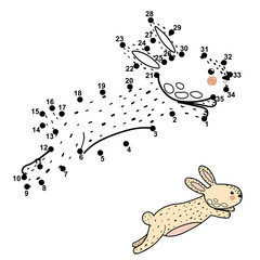 Naklejka premium Dot to dot game with cute jumping rabbit