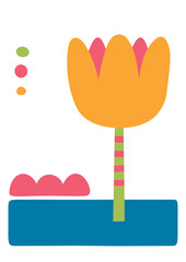 Simple flower greeting card illustration isolated on white background 