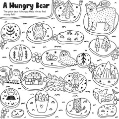 A Hungry Bear black and white labyrinth game for kids
