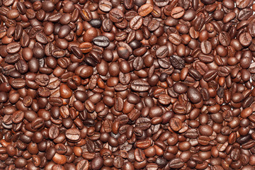 Fototapeta premium Tło obrazu świeżych ziaren kawy.