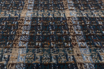Closeup backside of tartan fabric with textile texture background