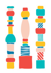 Simple abstract shapes greeting card illustration isolated on white background 