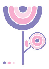 Simple flower greeting card illustration isolated on white background 