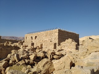 Masada National Park, Israel December 23th 2019 - A view of the ruins of Masada Fortress built by the great King Herod in Israel
