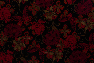 Overview of fabric with floral pattern and textile texture background