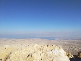 Fototapeta na wymiar Masada, December 23th 2019 - Judean Desert from Masada - Masada National Park, Dead Sea Region, Israel