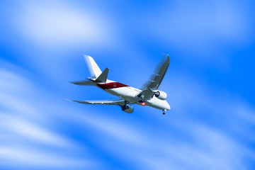 aircraft flying with motion blur effect 