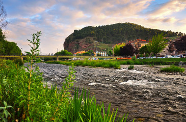 Najerilla River as it passes through the town of Najera (La Rioja, Spain), in the Way of St. James.