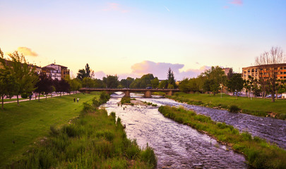 Najerilla River as it passes through the town of Najera (La Rioja, Spain), in the Way of St. James.