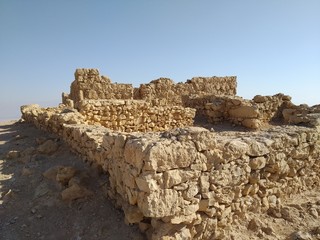 Masada National Park, Israel December 23th 2019 - A view of the ruins of Masada Fortress built by the great King Herod in Israel