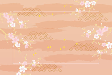 Vector illustration of cherry blossom on pink background