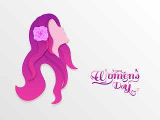 Faceless Woman Face in Paper Cut Style on White Background for Happy Women's Day.