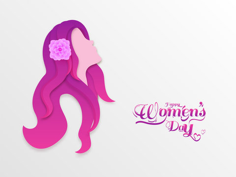 Faceless Woman Face in Paper Cut Style on White Background for Happy Women's Day.