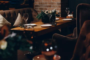 Gordijnen luxury tableware beautiful table setting in restaurant © loki_ast