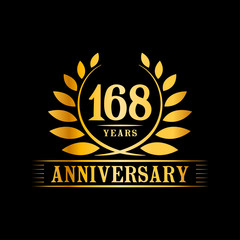 168 years logo design template. Anniversary vector and illustration template.