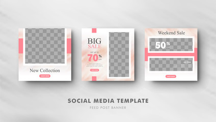 Minimalist Feminine Pink Social Media Feed Post Banner Template Collection