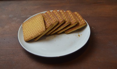  tasty cookies for tea lies on a plate