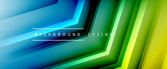 Arrow lines, technology digital template with shadows and lights on gradient background. Trendy simple fluid color gradient abstract background with dynamic straight shadow lines effect