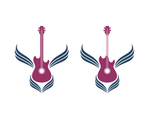 Guitar icons with wing symbols