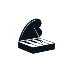 Abstract piano icon with heart shaped cover