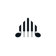 Abstract piano keyboard icon with house symbol
