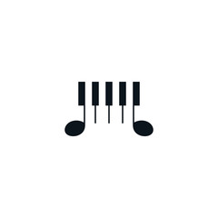 Abstract piano keyboard icon with music notes