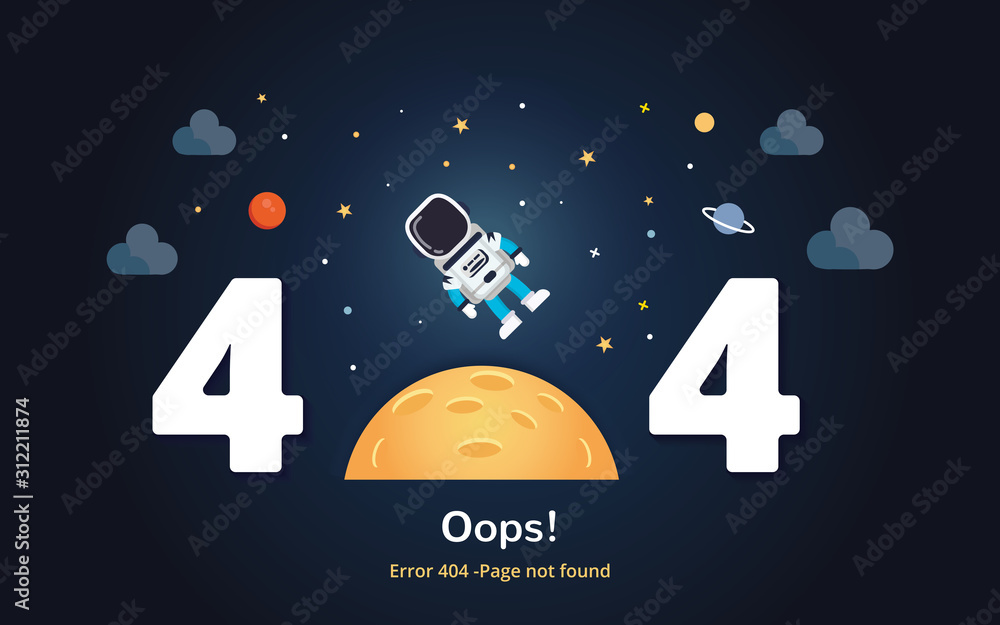 Poster Error 404 page layout vector design. Website 404 page creative concept. The page you requested could not be found. Oops 404 error page.