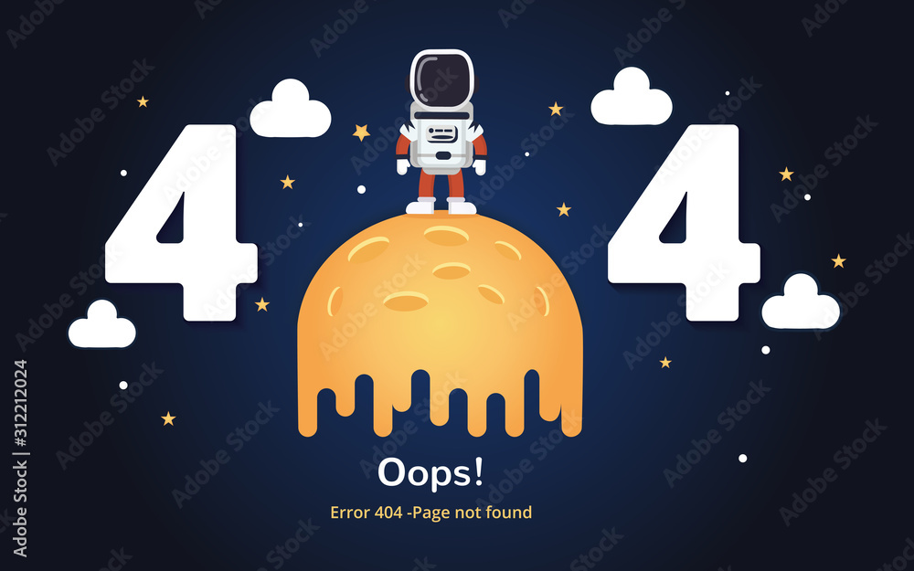 Poster Error 404 page layout vector design. Website 404 page creative concept. The page you requested could not be found. Oops 404 error page.