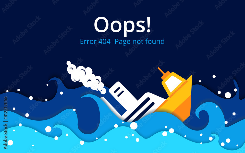 Poster Error 404 page layout vector design. Website 404 page creative concept. The page you requested could not be found. Oops 404 error page.