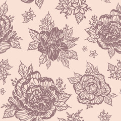 Hand Drawn Botanical Flowers. Vector Collection of Illustrations. Botanical floral pattern. Vintage seamless pattern