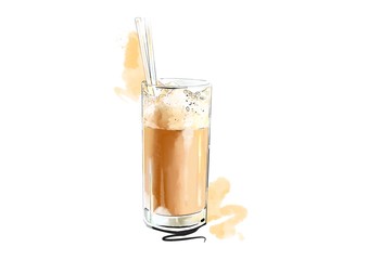 glass of cappuccino isolated on white