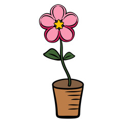 Flower in a pot. Bloom. Spring-summer season, home decoration. Illustration vector