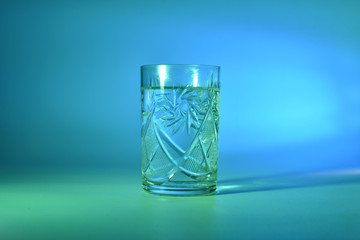 A glass of water with ice
