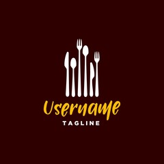 restaurant logo design inspiration . cutlery logo design template . vintage foodcourt logo design . foodland logo design