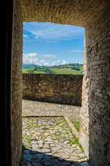 Doorway view from a castle in Italy